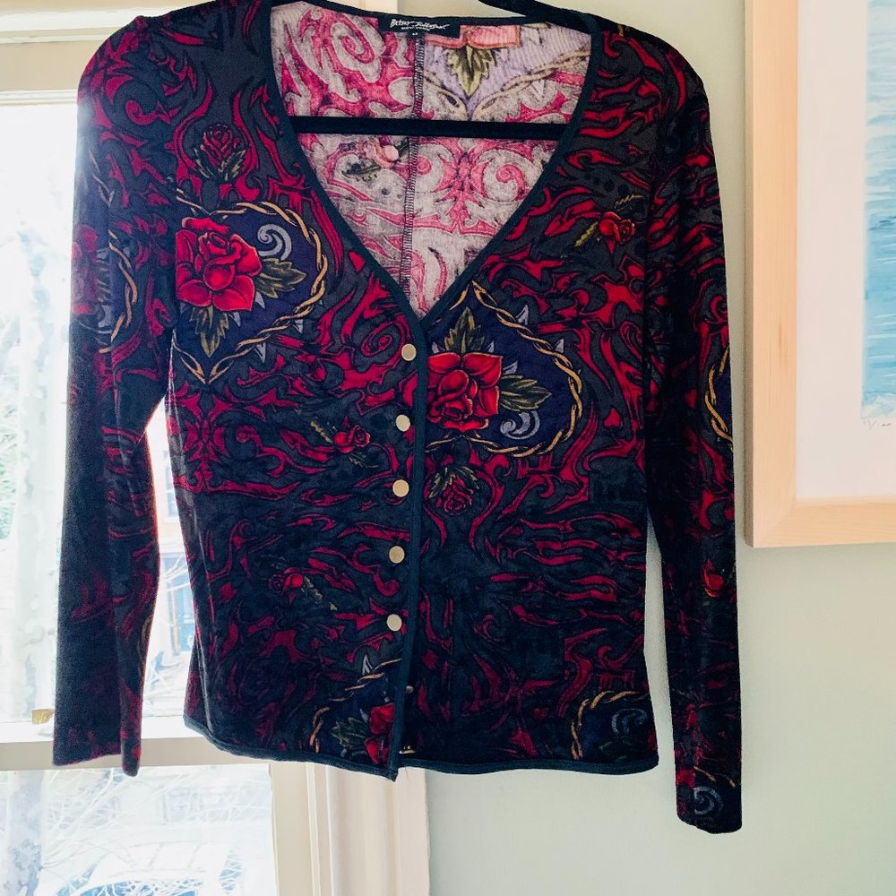Vintage Betsey Johnson Velvet Cardigan